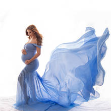 Длинное хлопковое платье для беременных, шифоновое платье для фотосессии с открытыми плечами для женщин, платье макси для беременных 2024 - купить недорого