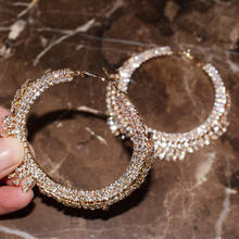 Boutique Jewelry Shiny Rhinestone Gems Women Dangle Earrings Hot Sale Fashion Show Girls' Statement Earrings Accessories 2024 - buy cheap