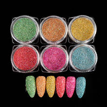 Purpurina láser para uñas, polvo brillante de colores arcoíris, capa de azúcar, polvo para uñas DIY, 6 colores 2024 - compra barato