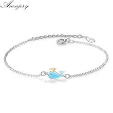 ANENJERY Silver Color Copper Cute Little Whale Blue Dolphin Bracelets For Women Girl Gift pulseira Jewelry S-B207 2024 - buy cheap