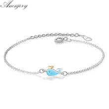 ANENJERY-pulsera de plata de ley 925 con diseño de Delfín Azul, brazalete con diseño de delfín, S-B207 2024 - compra barato