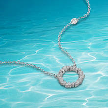 Colar de prata esterlina 925 estilo lenda do mar azul-marinho pingente redondo com zircônia brilhante joias charmosas para mulheres presente atacado 2024 - compre barato