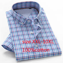 New Fashion Men Short Sleeve Summer Large Thin Loose 100%cotton High Quality Shirts Formal Plaid Plus Size XXL-8XL 9XL 10XL 2024 - buy cheap