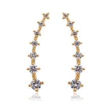 Ear Climber Pave Seven AAA CZ Stones Stud Earrings For Women Gold Color Jewelry Bijoux Girls Aros boucle d'oreille oorbellen 2024 - buy cheap