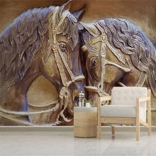 Custom 3D Stereoscopic Relief Couple Horse Mural Wallpaper for Living Room Bedroom Walls 3D Wedding Room Background Wall Paper 2024 - buy cheap