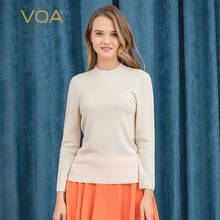 VOA Autumn Winter Women Knitted Mock Neck Cashmere Sweaters 2021 Casual Basic Pullover Jumper Long Sleeve Straight Tops R1002 2024 - buy cheap