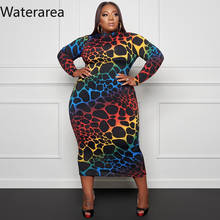 Waterarea Plus Size XL-5XL Party Maxi Dress for Women Leopard Print Bodycon Bandage Long Dresses Pencil Slim Outfits 2021 New 2024 - buy cheap
