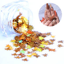 6 Box Laser Fall Leaves Shape Nail Glitter Holographic Sequins Chameleon Nail Art Glitter Flakes Maple Leaf Decoration Manicure 2024 - buy cheap