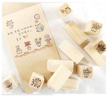 10 sets/lot DIY cute sweet flower wooden stamps for decor diary scrapbooking korean stationery school supplies wholesale 2024 - buy cheap