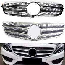 Front Racing Billet Bumper Grille Upper Facelift Grill For Mercedes-Benz W204 C Class 2008 2009 2010 2011 2012 2013 2014 AMG 2024 - buy cheap