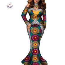 Bintarealwax Off-Shoulder Sleeve Party Dress Elegant Africa Style Dress&Necklace Women Strapless Floor- length Dress  WY8993 2024 - buy cheap