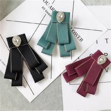 Korean Ribbon Rhinestone Bow Tie Brooch Cloth Art Bowknot Neck Ties Pins Fashion Shirt Suit Corsage for Men Women Accessories 2024 - buy cheap