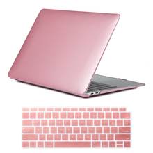 Capa dura para macbook air apple, capa emborrachada em ouro rosê com revestimento + teclado dos eua, para modelos 11/13/15/16/12 2024 - compre barato