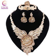 CYNTHIA Dubai Fashion Jewelry Sets Necklace Bracelet Flower Shape Pendant Earrings Ring Crystal Jewelry Dubai Wedding Jewelry 2024 - buy cheap