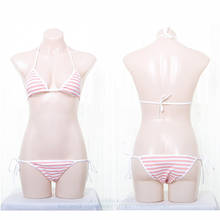 Conjunto de ropa interior con sujetador de encaje y bragas Kawaii, lencería  ultrafina japonesa para mujer, Mini Bikini transparente transparente