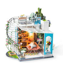 Casa de bonecas diy robotime, casa de bonecas de madeira com móveis poppenmoinhos, brinquedos em miniatura para crianças, presente para garotas 2024 - compre barato