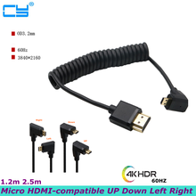 Cable micro HDMI a HDMI en espiral, 4K x 2K @ 60HZ, HDMI 2,0, resorte de extensión ultrafino, cable HD para cámara digital y portátil 2024 - compra barato