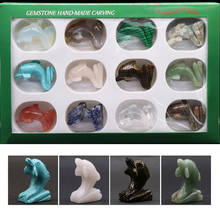 Dolphin Statue Natural Jaspers Room Decoration Gem Stone Healing Crystal Animal Figurines Reiki Carved Stones 12pc Gift Wholesal 2024 - buy cheap