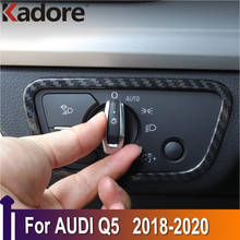 Для Audi Q5 2018 2019 2020 углеродного волокна головной светильник головная лампа светильник переключатель декоративная крышка Накладка аксессуары для автомобильного интерьера 2024 - купить недорого
