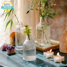 Japanese Transparent Glass Tabletop Simple Vase Striped Hydroponics Flower Vase Small Vaso Decorativo House Decoration AH50VS 2024 - buy cheap