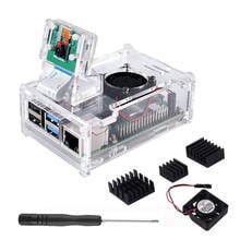 Raspberry Pi 4 B Case Supporting Camera Installation with Heatsinks + Camera Case Holder + Cooling Fan + Acrylic Case for Pi 4 2024 - buy cheap