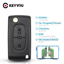 KEYYOU VA2/HU83 Blade 2 Buttons For Peugeot 307 3008 308 408 433MHz ID46 7941 CE0536 CE0523 Flip Key Remote Car Key Fob ASK FSK 2024 - buy cheap