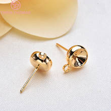 (2587)10PCS 6MM 24K Gold Color Brass With Hooks Hole Round Stud Earrings Pins High Quality Jewellery Accessories 2024 - buy cheap