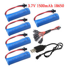 Bateria de 3.7v, 1500mah, 15c, controle remoto, helicóptero/avião/bateria de carro, 18650 bateria de lipo cilíndrica, plugue sm 2024 - compre barato