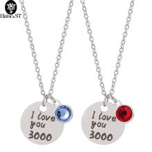 Wholesale i Love You 3000 Times Necklace Pendants For Women Stainless Steel Red And Blue Crystal Chain Jewelry Mothers Day Gift 2024 - buy cheap