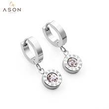 ASONSTEEL Lovely Roman Numerals Pendant Earrings with Cubic Zirconia for Women Girls Dangle Earring Accessories Jewelry Gift 2024 - buy cheap