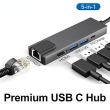 Hub usb tipo c, adaptador para macbook, usb 3.0, 4k, ethernet, gigabit, USB-C, lan, 2024 - compre barato