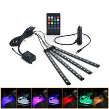 Led carro pé luz ambiente com usb isqueiro backlight música controle rgb auto interior luzes atmosfera decorativa 2024 - compre barato