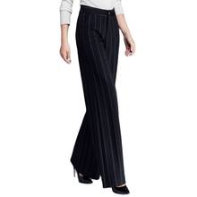 European American Style Women Fashion Striped Pants High Waist Zipper Wide Leg Trousers For Autumn Winter Thick Plus Size Brand 2024 - buy cheap