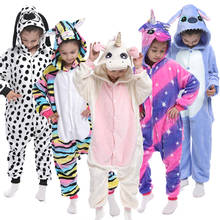 Pijamas kigurumi de franela para niños y niñas, ropa de dormir de unicornio, Pegaso, mono de invierno 2024 - compra barato