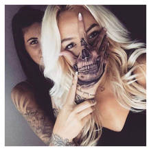 Waterproof Temporary Tattoo Sticker Hand Painted Cool Dark Skull Face Art Water Transfer Fake Tatoo Flash Tatto for Men Women 2024 - купить недорого