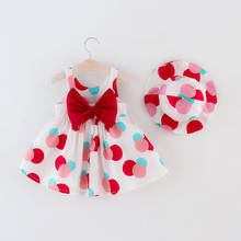 2PCS/Set Baby Girls Dress with Hat Summer New Straped Dot Print Big Bow Sweet Princess Kids Clothes 2024 - buy cheap