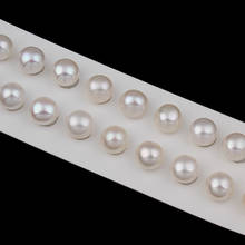 Cuentas de Perlas de agua dulce cultivados a media perforación, joyería redonda de 12-12,5mm, perlas blancas naturales para pendientes DIY, 1 par 2024 - compra barato