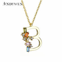 ANDYWEN 925 Sterling Silver Be S E L F Initial Pendant Necklace Rainbow Long Chain Gold Name Women Jewelry Best Gift For Party 2024 - buy cheap