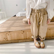 Spring Autumn korean style  girls harem pants 2022 kids cotton pockets casual trousers 2024 - buy cheap