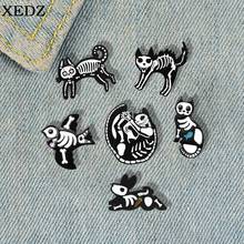 Animal Skull Enamel Pin Cat Dog Rabbit Embryo Skull Tai Chi Cat Fox Brooch Fashion Punk Badge Clothe Bag Jewelry Gift for Friend 2024 - buy cheap