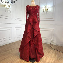 Gloss hiil vestido de noite, vestido vermelho vinho muçulmano, linha a, cristal, festa feminina la70967, 2021 2024 - compre barato