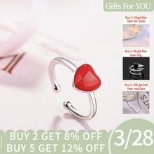 925 пробы Серебряное кольцо с сердцем красного цвета для Для женщин Регулируемый лучший подарок S-R470 2024 - купить недорого