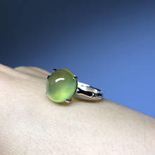 New original design natural prehnite opening adjustable ring translucent smooth charm women's brand silver jewelry 2024 - buy cheap