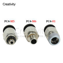 3D Printer Pneumatic Fittings PC4-01 PC4-M5 PC4-M6 Bore 4mm For 4mm PTFE Tube Connector Coupler quick Pneumatic Connector 2024 - compre barato