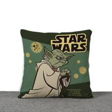 Disney Hot Sale Anime Cartoon Star Wars Elder Yoda Sofa Waist Pillow Decorative Cushion Cover for Kids Baby Boys 45x45cm 2024 - buy cheap