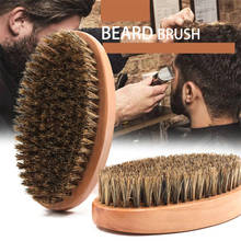 Escova de barba com cerdas de javali, escova de barba para homens, escova de barbear para pente, escova de cabelo e bigode 2024 - compre barato