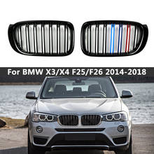 A Pair Gloss Matt Black M Color Double Slat Kidney Grill Grille Front Bumper Grill For BMW F25 F26 X3 X4 2014-2018 Racing Grill 2024 - buy cheap