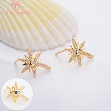 (2304)2PCS 11x16MM 24K Gold Color Brass with Zircon Star Stud Earrings High Quality Diy Jewelry Findings Accessories 2024 - buy cheap