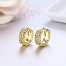 Three Line CZ Small Circles Loop Huggie Hoops Earrings For Women Child Girls Kids Brass Gold Color Jewelry Oorbellen Aretes Aros 2024 - buy cheap