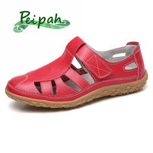 PEIPAH-zapatos informales clásicos de cuero genuino para mujer, zapatillas planas con velcro, de verano 2024 - compra barato